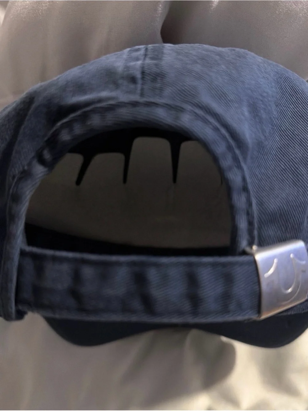 True Religion Navy Embroidered Buddha Face Baseball Hat